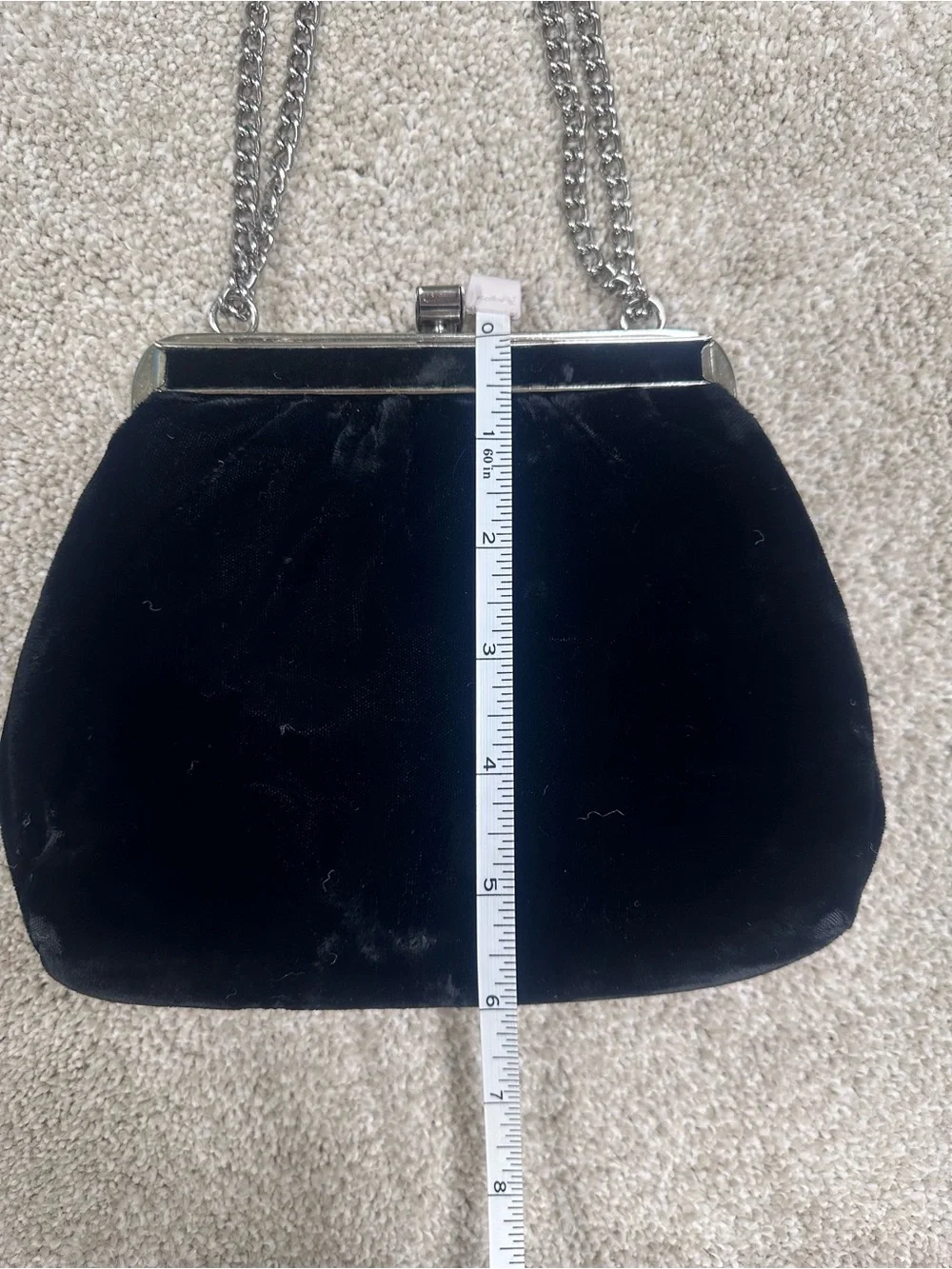 Vintage Classic Black Velvet Chain-Handle Evening Bag unbranded